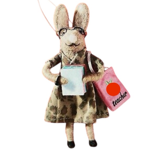 NWT Anthropologie 2023 Busy Bunnies Teacher Felt Ornament RARE - Picture 4 of 6